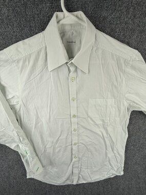 Ermenegildo Zegna 39 15.5 Stripe Long Sleeve Button Up Green Button Hole *****